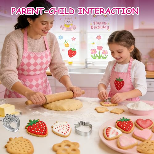 Strawberry Cookie Cutter Fruit Vegetbale Biscuit Cutters for Valentines Day Birthday Summer Christmas New Year Party DIY Baking Mold, Pack of 5 - style: Strawberry 5pcs