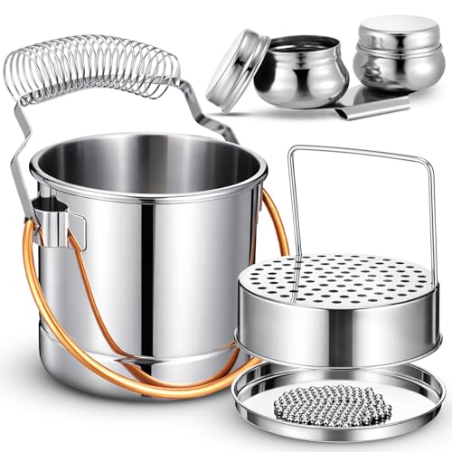 2 Pcs Paint Brush Cleaner Set Stainless Steel Double Dipper Palette Cup Paint Brush Portable Washer Holder for Oil Cleaner Kits(Straight Shape,Jumbo) - size: Jumbo