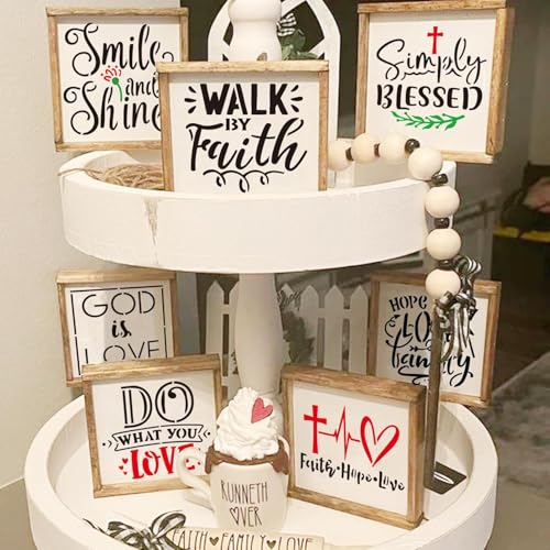 JAJADO 5 Pcs Christian Faith Self Adhesive Silk Screen Stencils Reusable Silk Screen Transfers Bible Verse Stencils for Painting on Wood, Wall, T-Shirt, Card, Fabric, Rock, Sign, DIY Crafts Projects - color: 5pcs Inspirational Stencils