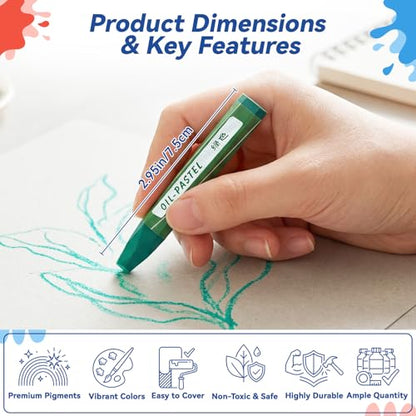 48 Sets 384 Pcs Oil Pastels Bulk 8 Colors Hexagonal Soft Oil Crayons Pastels Easy Grip Non-toxic Art Supplies for Beginners Artists Painting Drawing Blending Graffiti Gallery