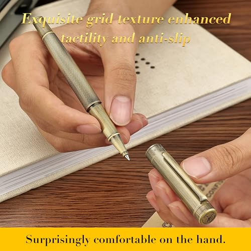 MCNTEIK Bronze Rollerball Pen, Stunning Luxury with Mesh Texture Design、Schmidt Ink Refill, Nice Gift Set for Men & Women, Business, Executive, Office, Writing, Graduation, Nice Fancy Designer Pens - color: Bronze