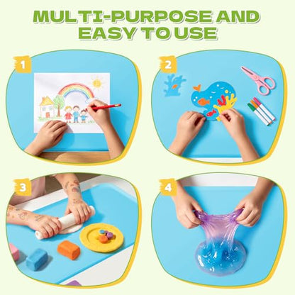 Silicone Art Mat for Crafts, 24"x16" Silicone Painting Mat to Keep Clean Protects Surfaces Perfectly for Crafts, Legos, Resin & Jewelry-Making, DIY Crafts Mat - color: Blue