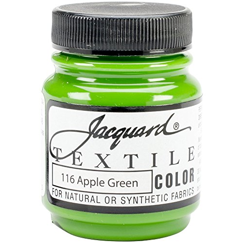 Jacquard Textile Paint 2.25 Oz Apple Green for Clothes, Furniture Upholstery, Shoes or Tote Bags – Indoor & Outdoor - color: Apple Green, size: 2.25 Fl Oz (Pack of 1)
