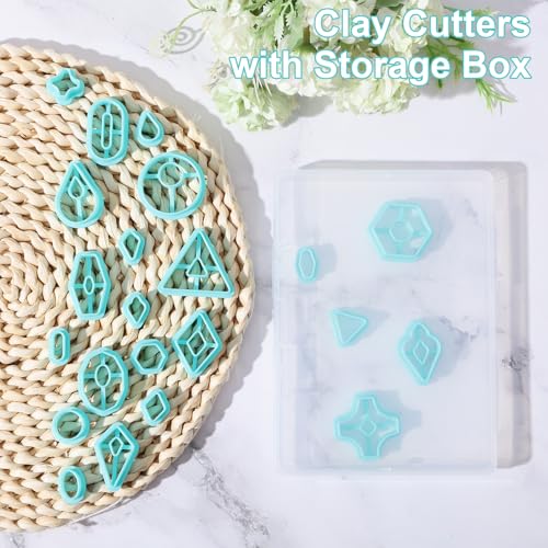ORIGACH 22 Pcs Geometric Clay Cutters, Boho Studs Polymer Clay Cutters Set Different Geometrical Shapes for Earring Making - style: Basic Geometric