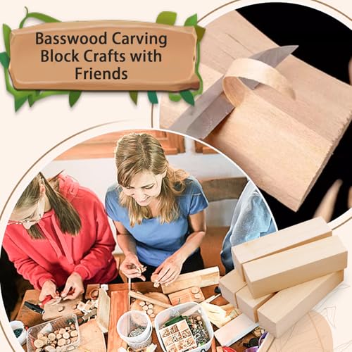 Basswood Carving Blocks for Crafts,Cymuber 24 PCS Whittling Wooden Blockss Kit with 3 Sizes,Wood Carving Blocks Wood Whittling Kit Crafts for Kids and Adults