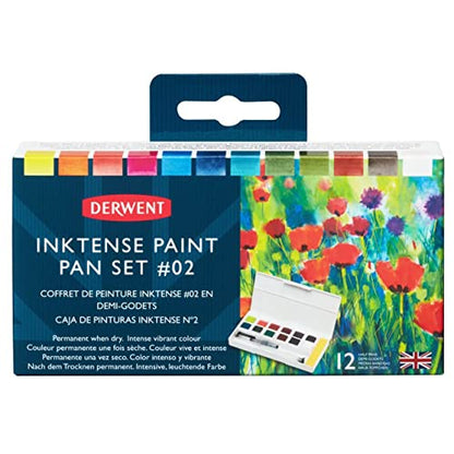 Derwent Inktense Paint 12 Pan Palette #2 (New) - size: 1 Count (Pack of 1), style: 12 Half Pans #02