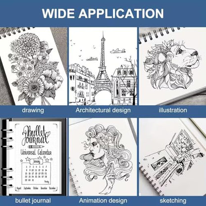 Drawing Pens Micro Fineliner Art Pens: 12 Black Fine Line Markers Art Supplies Adults Artist Sketch Waterproof Archival Ink Watercolor Inking Fine Liner Manga Sketching Zentangle Stuff Micron Pen Set