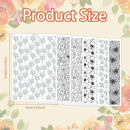 6 Pcs Black Flowers Transfer Paper for Earrings & Polymer Clay, Bloom Blossom Floral Pattern Water Soluble Transfer Sheet for Polymer Clay DIY Art Crafts Jewelry Earrings Making Supplies 5.82X3.9in