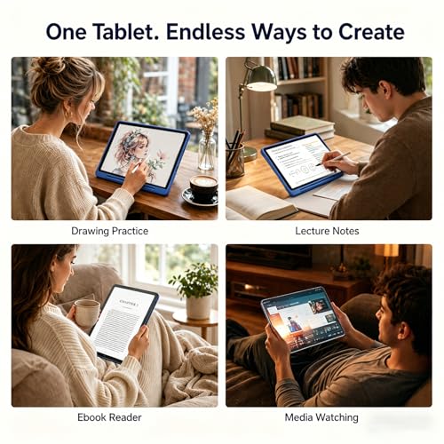 12-Inch Standalone Drawing Tablet No Computer Needed: 4096-Level Stylus Digital Art Tablet with Anti-Glare Screen, 16GB RAM, 256GB Storage, 8000mAh, Android 15 – for Beginners, Artists, Students