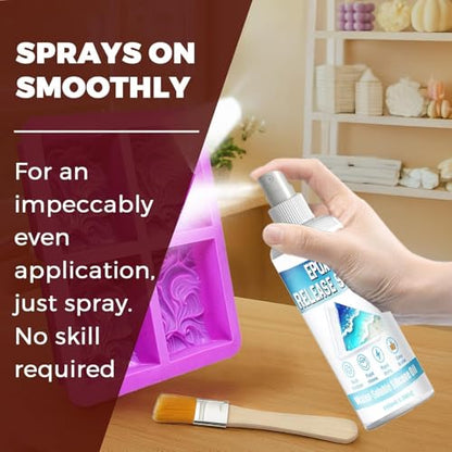 Fast Mold Release, Fast-Drying Lubricant Agent, 100ml Bottle with Epoxy Coating, Clear Liquid Casting Spray, Aerosol Mist with Precision Nozzle, Demolding Tool for Candle & Soap