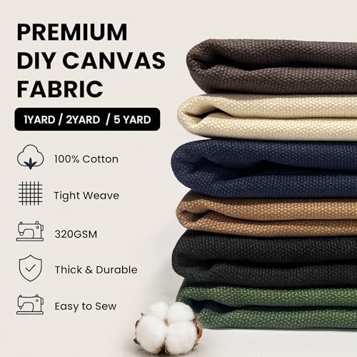 Wildarms 100% Cotton Canvas Fabric by The Yard - 59" Wide 12oz Heavy Duty Natural Duck Canvas for Sewing DIY, Tote Bags, Upholstery & Embroidery (Dark Blue, Cut by the Yard) - color: Dark Blue, size: 1-Yard Pre-Cut (Non-Continuous)