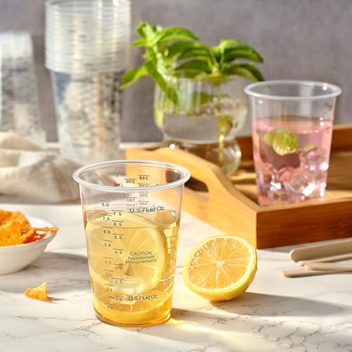 80pcs Paint Mixing Cups, DV 8oz Graduated Clear Plastic Measuring Cups with 80pcs Wooden Stirring Sticks for Mixing Paint, Pigments, Epoxy Resins, Resins