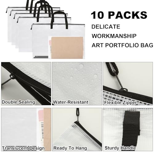 JMIATRY 10PCS Plastic Art Portfolio Bag Case, 18 x 24IN Poster Storage Bags | Large Arts Portfolio Case, Clear, Poster Folders, Storage for Poster, Scrapbook, Keepsake, Bulletin Board Storage
