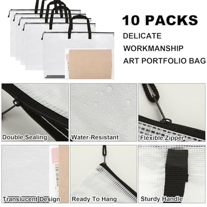 JMIATRY 10PCS Plastic Art Portfolio Bag Case, 18 x 24IN Poster Storage Bags | Large Arts Portfolio Case, Clear, Poster Folders, Storage for Poster, Scrapbook, Keepsake, Bulletin Board Storage