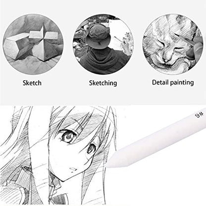 JAOCDOEN Blending Stumps and Tortillions Set Drawing Tools with 2Pcs Sandpaper Pencil Pointer for Sketch