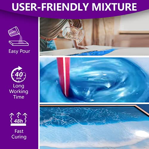 1 Gallon Crystal Clear Epoxy Resin Kit, High Gloss & Bubbles Free Resin Supplies for Art Coating and Casting, Craft DIY, Wood, Tabletop, Bar Top, Molds, River Tables with Cups, Sticks, Gloves - size: 1 Gallon
