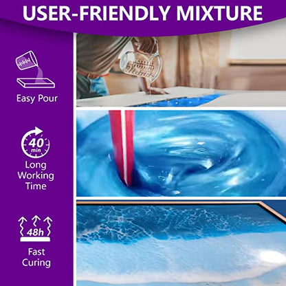 1 Gallon Crystal Clear Epoxy Resin Kit, High Gloss & Bubbles Free Resin Supplies for Art Coating and Casting, Craft DIY, Wood, Tabletop, Bar Top, Molds, River Tables with Cups, Sticks, Gloves - size: 1 Gallon