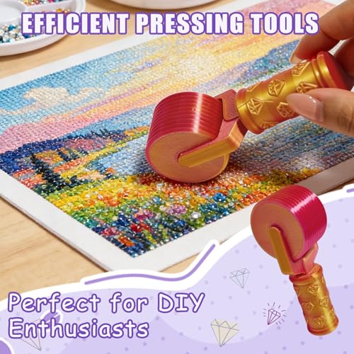 Jzzuau Diamond Art Roller, Diamond Painting Press Roller for Smooth Pressing, Easy-Grip Tool for Rhinestone Embroidery and DIY Crafts - color: Pink Gold