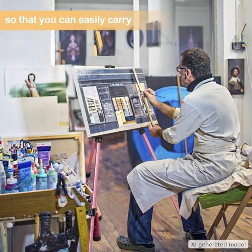 RRFTOK Art Easel Stand for Painting and Sign - Aluminum Adjustable Easels for Painting Canvases Height from 17 to 66 Inch,Carry Bag for Table-Top/Floor Drawing and Displaying.Gift for Women(Red). - style: 66Pink 1-pack