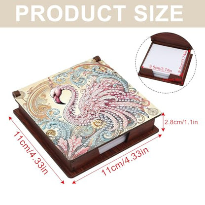 Diamond Painting Kit memo Box, Diamonds Art DIY Flamingo Patterns Sticky Note Box Special Shape Drill, with 160 Sticky Note, Ideal for Home Office Supplies, Handicrafts, Holiday Gifts - color: Flamingo