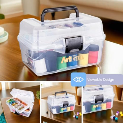 ArtBin 6890AG Small Project Box, Portable Art & Craft Organizer with Lift-Out Tray, [1] Plastic Storage Case, Clear (Pack of 6) - size: Small (Pack of 6)