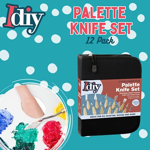 Palette Painting Knife Set 12 Pack with Carrying Case- Stainless Steel Art Paint Knives