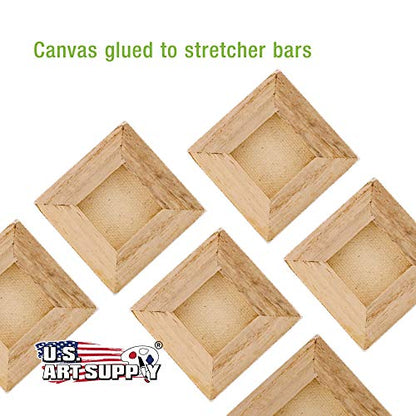 U.S. Art Supply 3x3 Mini Canvases for Painting, 12 Pack Bulk | Small Stretched Artist Canvas Professional Primed - Ideal for Arts & Crafts - size: 3" x 3" - Pack of 12