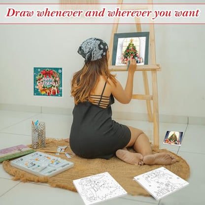 Sherr 12 Pcs Pre Drawn Canvas Pre Printed Canvas for Adults Sip and Paint Party Canvases Painting Kit for Summer Easter Mother's Day Party Favor(Classic Xmas,8 x 8 Inch) - size: 8 x 8 Inch, style: Classic Xmas