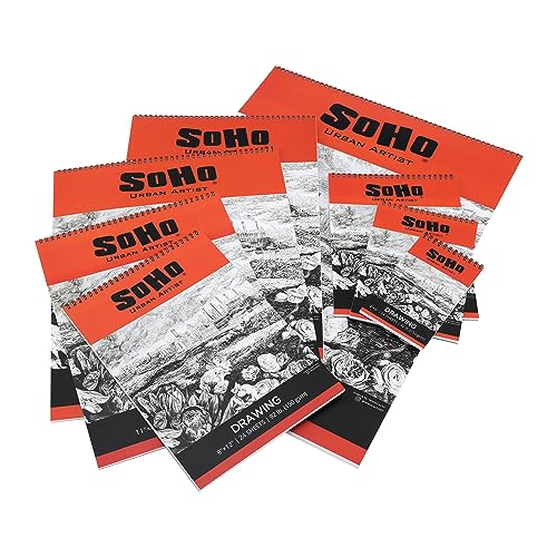 SoHo Urban Artist Softcover Drawing Pad - 12"x18" - 92 lbs/150gsm, Mixed Media, 24 Dual-Sided Sheets, Acid-Free, Wire-Bound, Micro-Perforated, Repeated Erasing & Reworking - size: 12"x18"