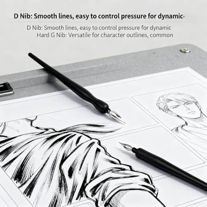 Pen Nib Set, 1 Set Manga Cartoon Comic Drawing Painting Nib Holder Dip Pen Kit Tool With 2 Pen Holders and 5 Nibs