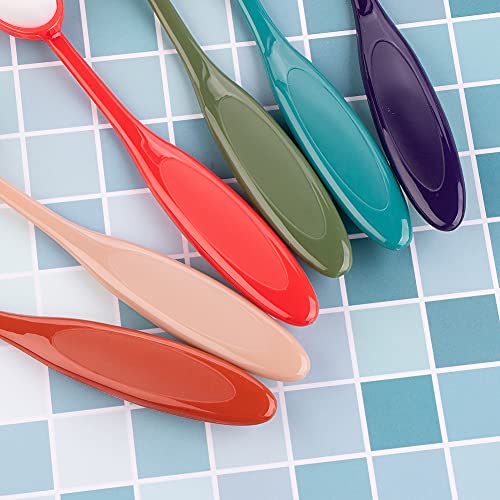 Yoseng 6 Pcs Craft Ink Blending Brushes,Color Coded Handles | Oval Brush Head,Soft Pure White Bristles,Color-coded Handles, Easy Ink Blending,Stenciling,Scrapbooking,Artists & Crafters - color: Dark Color 6pcs