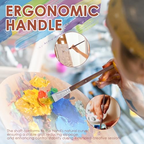 25pcs Paint Brush Set for Acrylic Painting, Acrylic Paint Brushes with Palette Knife and Cloth Roll, Paint Brushes Oil Watercolor Canvas for Artists and Beginners