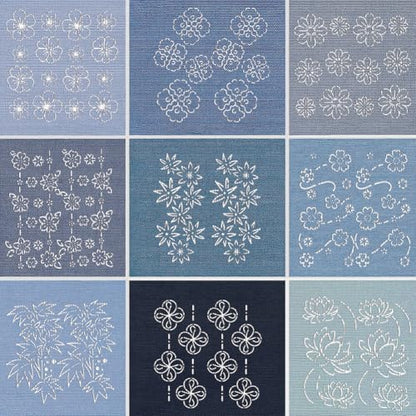 12 Sheets Sashiko Painting Stencils, 12 Styles Flower Leave Pattern Sashiko Quilting Drawing Templates Reusable Border Stencil for Sewing Embroidery Scrapbooking DIY Ornaments - style: Flower