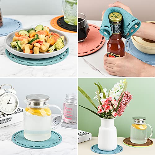 Silicone Trivet Big Round Pot Holder and Trivet for Hot Dishes and Pots, Hot Mat for Countertops, Tables, Spoon Rest - Set of 3 (Merlot Red) - color: E: Merlot Red