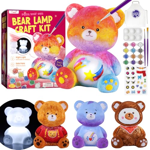 LAOESE Paint Your Own Bear Lamp Kit, Art Supplies Bear Painting Kit for Kids 6-12, Arts and Crafts for Kids Ages 8-12, Bear Toy Girls Boys Birthday Gifts for Kids Ages 3 4 5 6 7 8 9 10 11 12+ - style: Bear