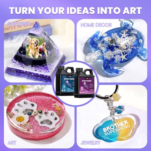 LET'S RESIN 34oz Crystal Clear Epoxy Resin, Casting Resin for Crafts | 2 Part Resin and Hardener for Beginners, Bubble Free & Low Odor, Anti-Yellowing, Casting Molds, Jewelry, Art, Easy to Mix - size: 34oz