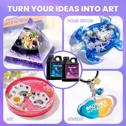 LET'S RESIN 34oz Crystal Clear Epoxy Resin, Casting Resin for Crafts | 2 Part Resin and Hardener for Beginners, Bubble Free & Low Odor, Anti-Yellowing, Casting Molds, Jewelry, Art, Easy to Mix - size: 34oz