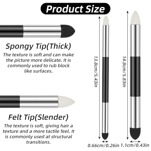 15 Pcs Blending Stumps for Drawing, Blending Sponge Pens and Sandpaper Pencil Sharpener Tortillions Paper Art Blenders for Sketching, Softness, Coloring Utensils