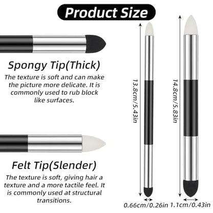 15 Pcs Blending Stumps for Drawing, Blending Sponge Pens and Sandpaper Pencil Sharpener Tortillions Paper Art Blenders for Sketching, Softness, Coloring Utensils