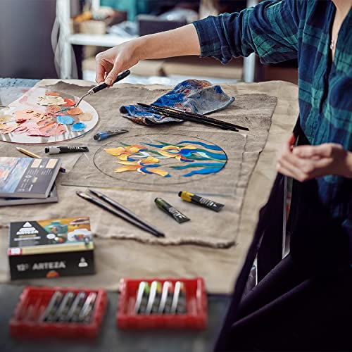 ARTEZA Glass Paint – Acrylic Paint Set of 12 Classic Colors, 0.74 Fluid Ounce Tubes, for Glass and Ceramics, for Artists, Crafters and Beginners
