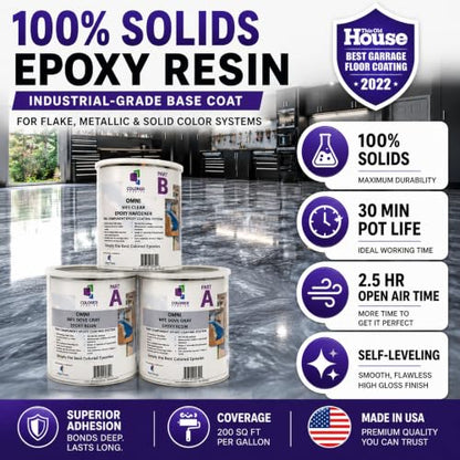 Dove Gray Epoxy Resin Coating 100% Solids, High Gloss for Garage Floors, Basements, Concrete and Wood, 3 Gallon Kit - color: Dove Gray, style: 3 Gallon Kit