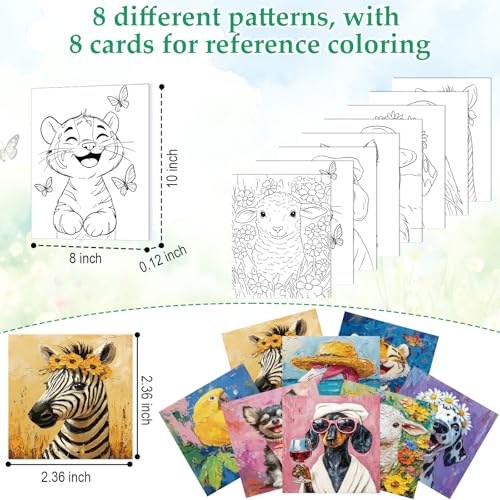 Cholemy 36 Pcs Paint and Sip Kit for Adults 8''x10'' Pre Drawn Canvas for Painting DIY Afro Acrylic Painting Kit Wood Easel Brushes Date Night Bulk for Summer 4th of July Party Gift(Flower Animals A) - style: Flower Animals A