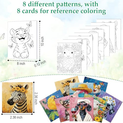Cholemy 36 Pcs Paint and Sip Kit for Adults 8''x10'' Pre Drawn Canvas for Painting DIY Afro Acrylic Painting Kit Wood Easel Brushes Date Night Bulk for Summer 4th of July Party Gift(Flower Animals A) - style: Flower Animals A
