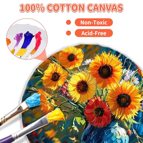 JMIATRY 10PCS Round Canvases for Painting 8 Inch, Circle Canvas Boards | 16mm Thick, Blank Circle Canvas Panels, Pre-Stretched, Cotton, White Canvas Board for Oil, Acrylic, Gouache, Crafts