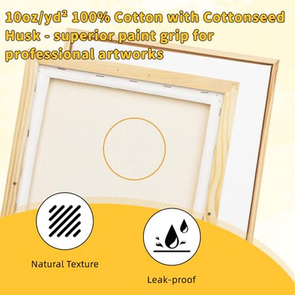 4 Pack 11 x 14 inch Floater Frame Canvas –Gallery Wrapped Canvas Set | 100% Cotton & Cottonseed Husk, Triple Primed, No Bleed, Warp Resistant for Oil and Acrylic – Ready to Hang, No Drill Needed - color: Light Brown, size: 4pk-11x14 in