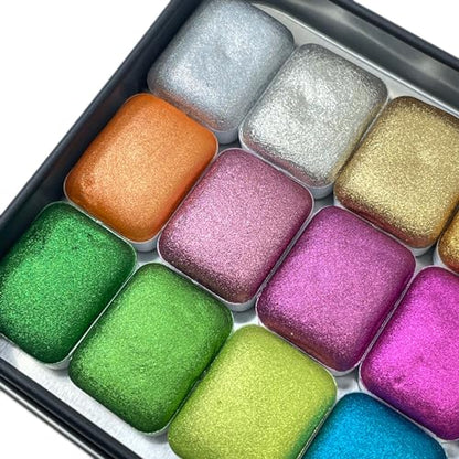 IUILE Handmade Watercolor Paints - Christmas Quarter Pan Set (21 colors) - color: Christmas