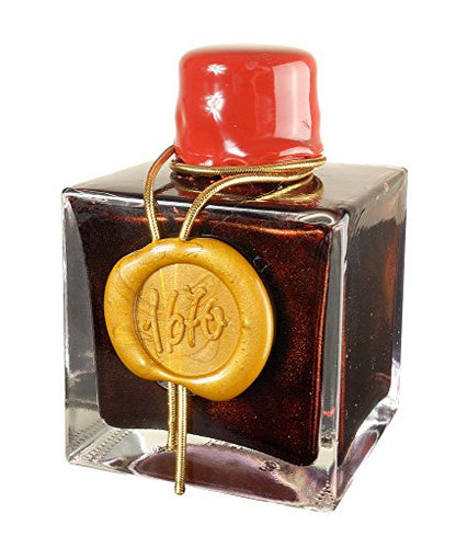 J. Herbin 1670 Anniversary Inks - Gold Sheen 50 ml Bottled - Rouge Hematite (Dark Red Ink) - color: Rouge Hematite