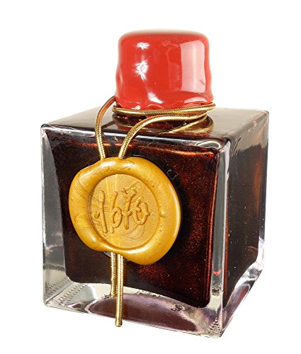 J. Herbin 1670 Anniversary Inks - Gold Sheen 50 ml Bottled - Rouge Hematite (Dark Red Ink) - color: Rouge Hematite