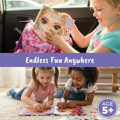 BSCOOL Drawing, Coloring & Sticker. Nails & Makeup Dress Up Sticker Book with 240+ Removable Stickers. Endless Nail Design and Makeup Combination for Kids Ages 4 and Up. Gift for Girls - color: Nails and Make Up