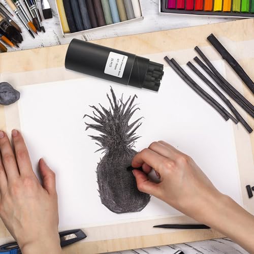 Willow Charcoal Sticks, Natural Willow Charcoal Pencils for Artists, Beginners, Students, Great for Sketching, Drawing, and Shading, Pack of 25 (5-7, Millimeters) - style: 5-7mm
